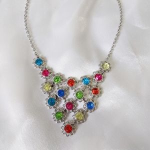 Vintage Rhinestone Silver Statement Necklace